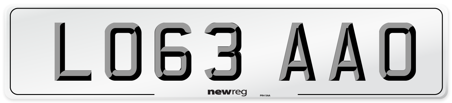 LO63 AAO Number Plate from New Reg